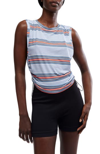 Free People Stripe Sport Mode Muscle T-shirt In Steel Combo