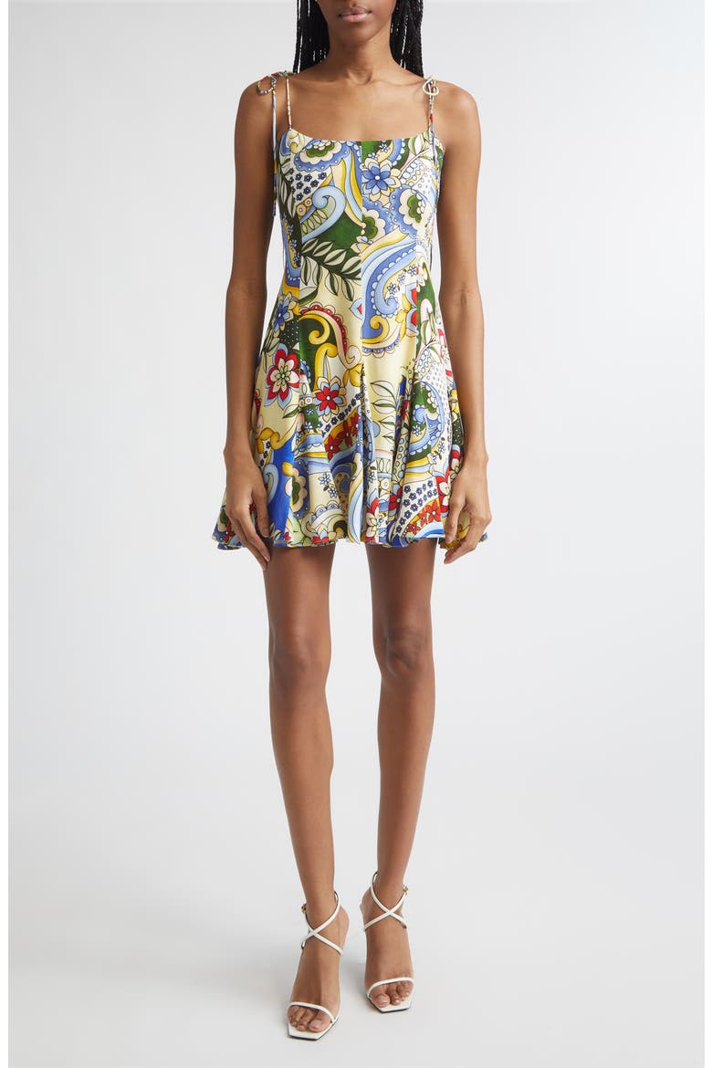 Floral Tie Strap Minidress, Main, color, HEAT WAVE