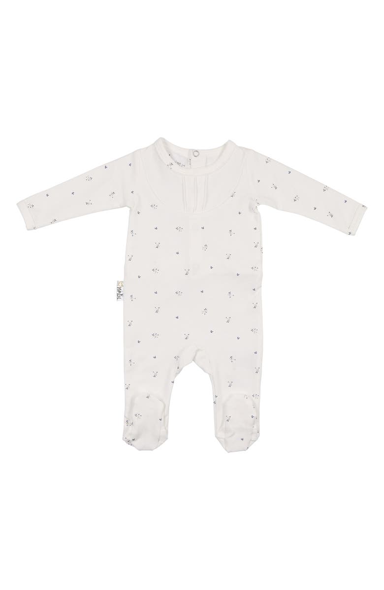 Manière Leaves & Pleats Footie, Main, color, Ivory