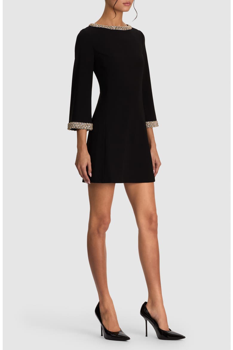 Mailynn Embellished A-Line Minidress, Alternate, color, BLACK