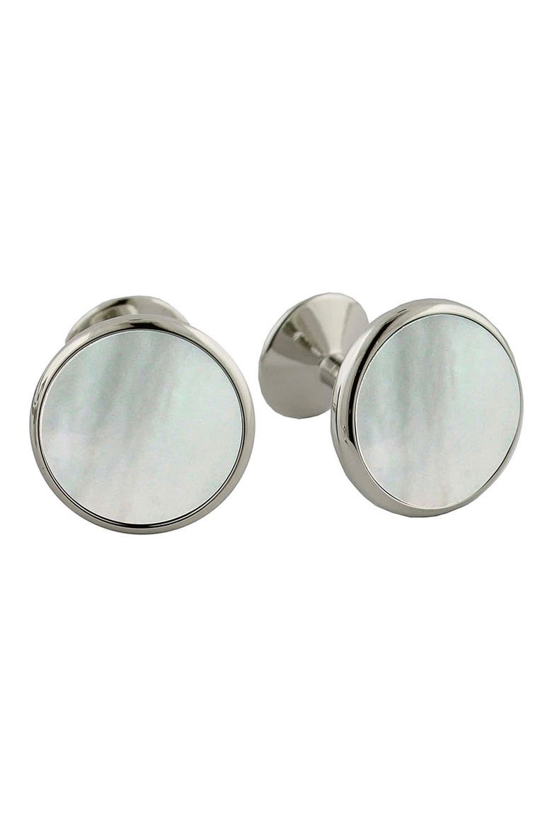 Mother-of-Pearl Cuff Links, Main, color, SILVER