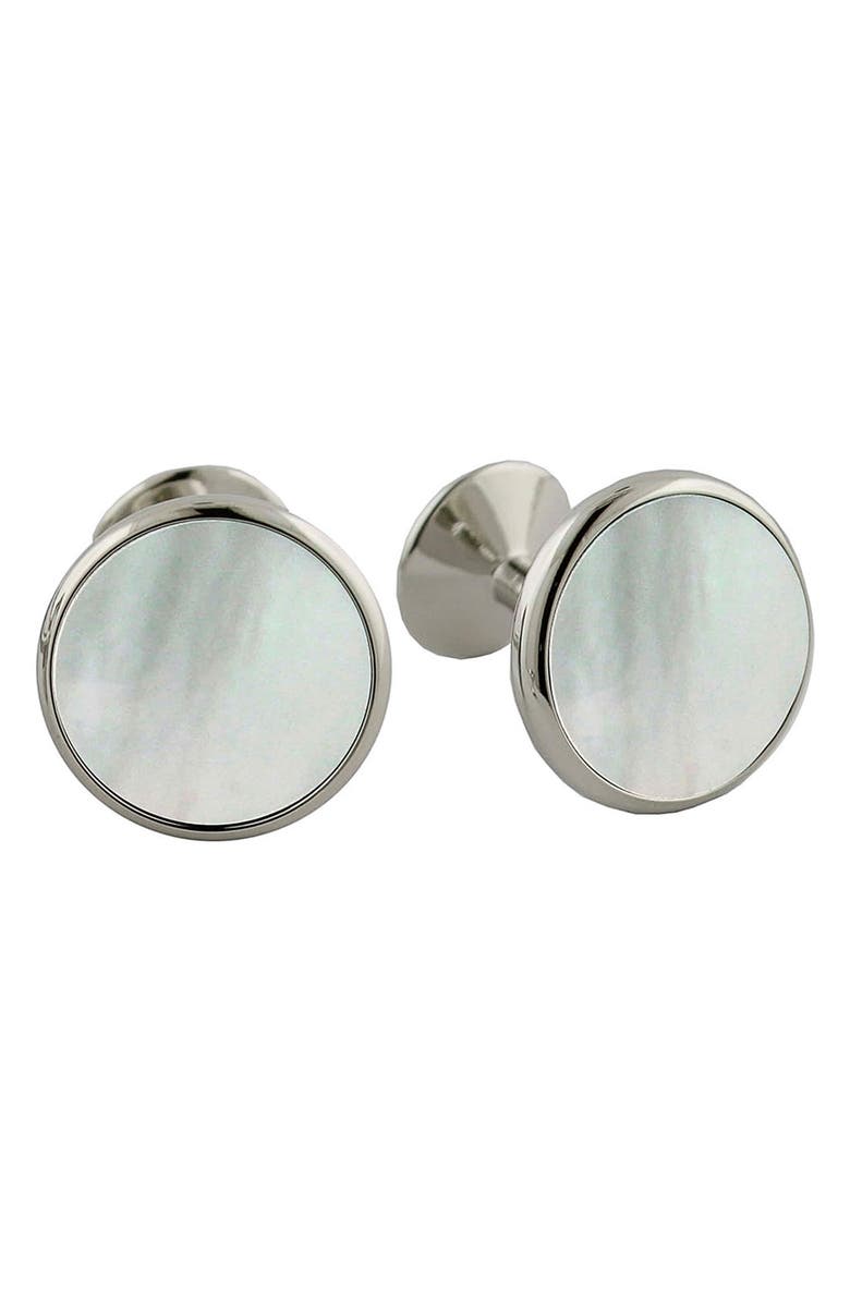David Donahue Mother-of-Pearl Cuff Links, Main, color, Silver