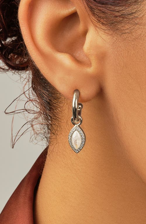 Sterling Forever Calla Cz Charm Drop Hoop Earrings In Silver