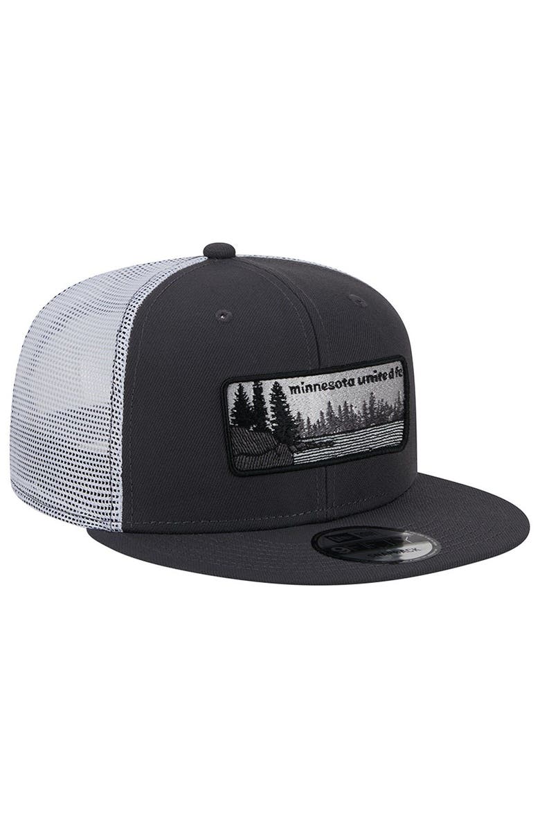 New Era Men's New Era Black/White Minnesota United FC Outdoor Trucker 9FIFTY Snapback Hat, Alternate, color, 
