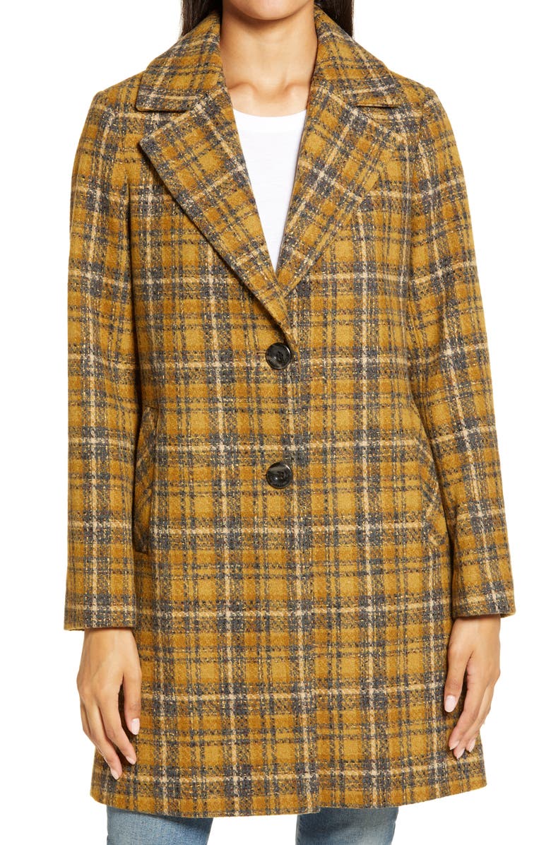 Sam Edelman Notch Collar Plaid Coat, Alternate, color,