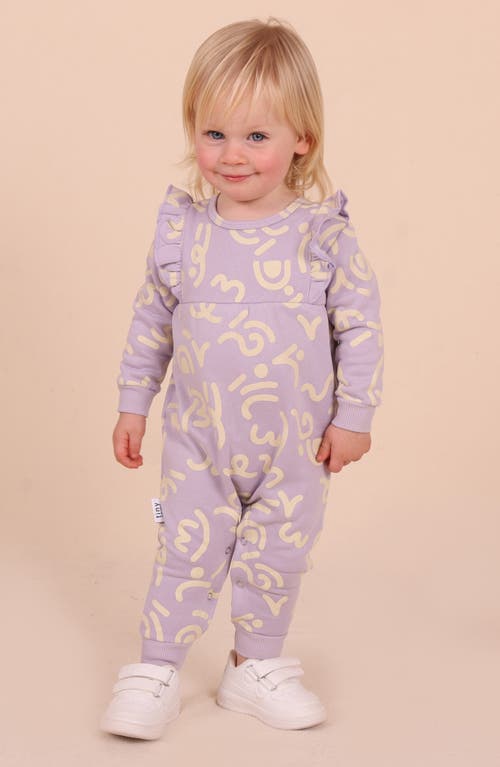 Tiny By Tiny Tribe Wiggle Frill Fleece Romper In Purple