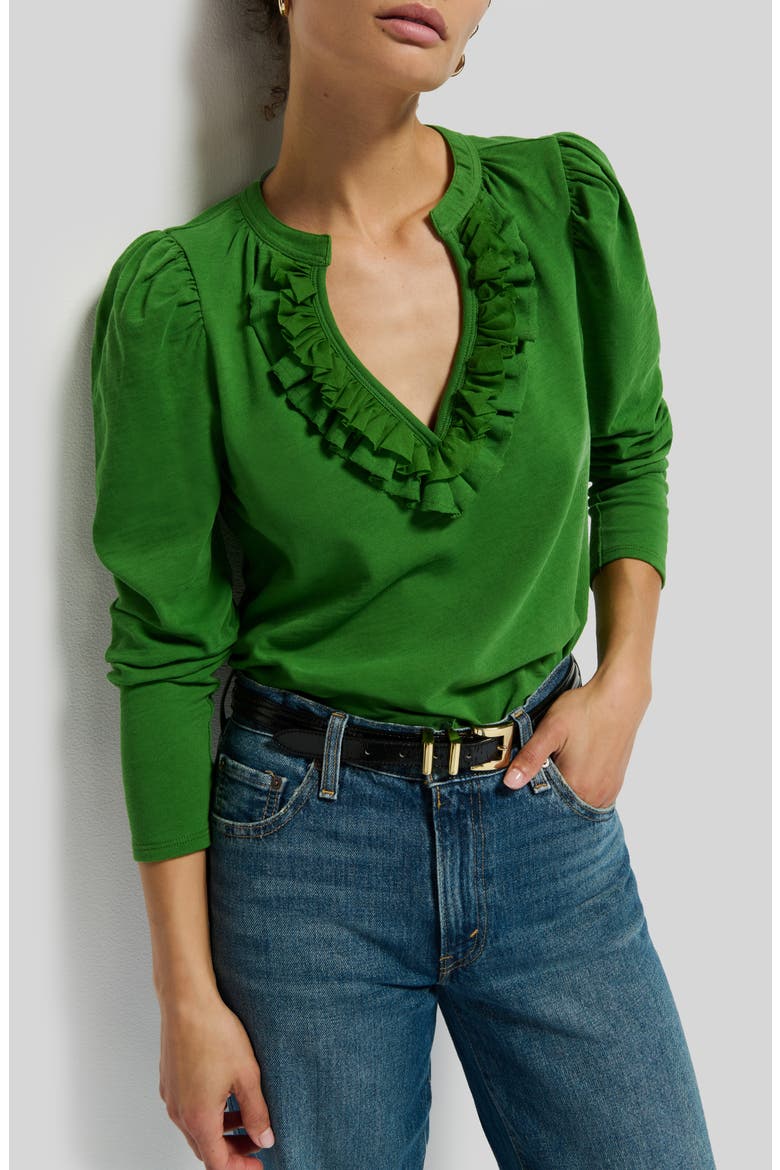 Valita Ruffle Top, Alternate, color, SALON GREEN