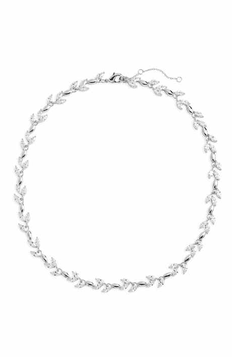 Cubic Zirconia Leaf Collar Necklace