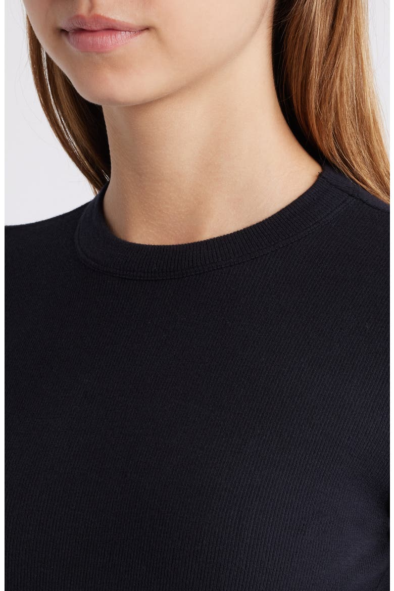 Rib Crewneck T-Shirt, Alternate, color, BLACK