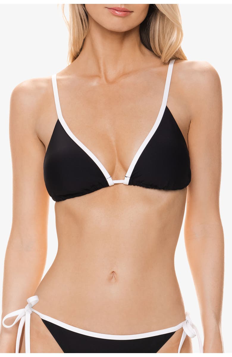 HELEN JON Over The Shoulder String Top, Main, color, Black White