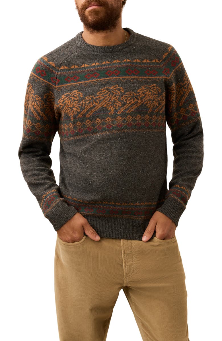 Faherty Donegal Merino Wool Crewneck Sweater, Main, color, Charcoal Coast Fairisle