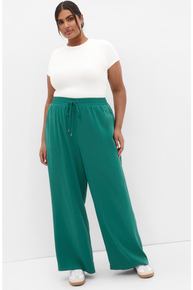 Leia Wide Leg Pull-On Pants, Alternate, color, JADE