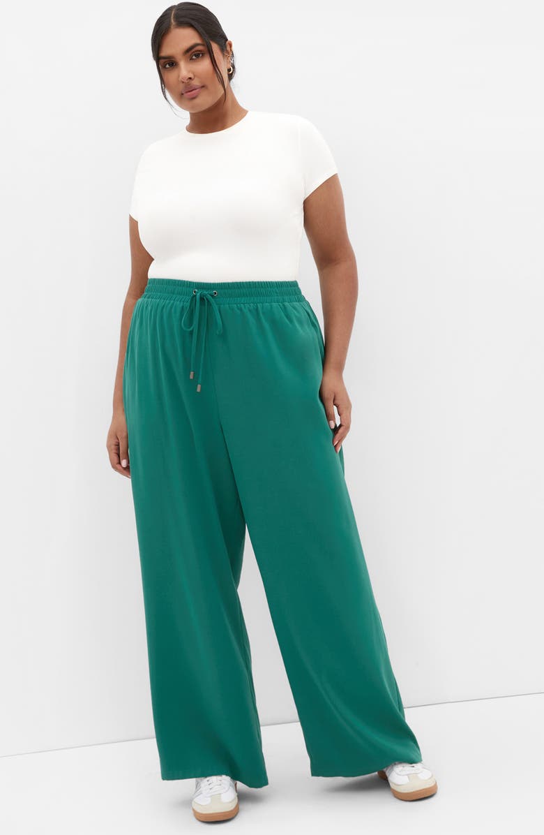 City Chic Leia Wide Leg Pull-On Pants, Alternate, color, Jade