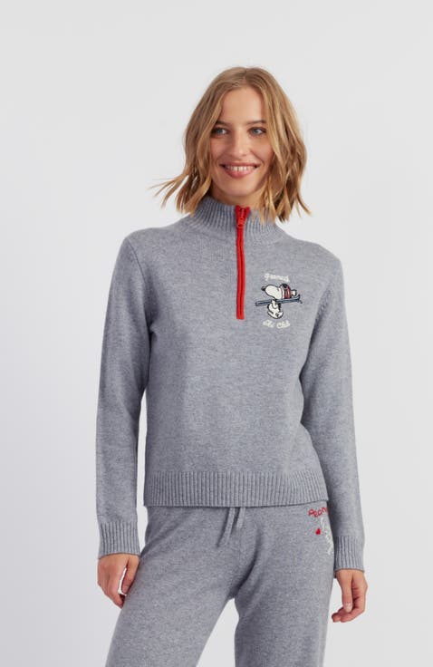 Wool-Cashmere Snoopy Ski Zip Sweater