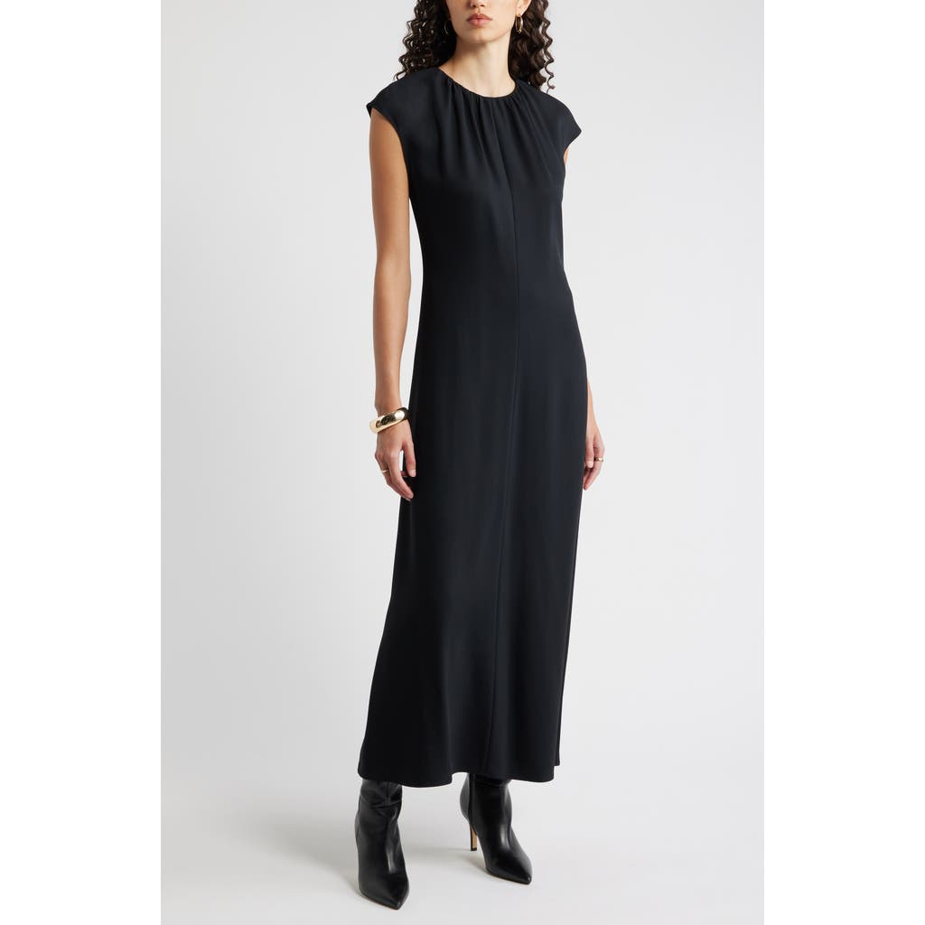 Nordstrom Shirred Cap Sleeve Maxi Dress In Blue