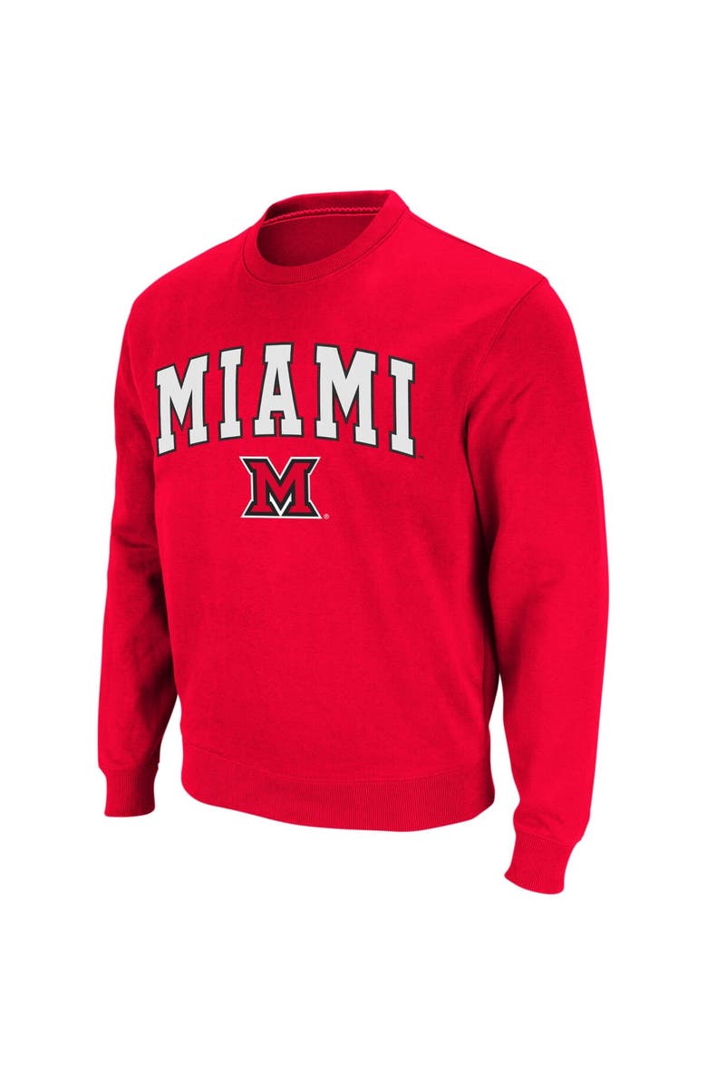 COLOSSEUM Men's Colosseum Red Miami University RedHawks Arch & Logo Crew Neck Sweatshirt, Alternate, color, Red