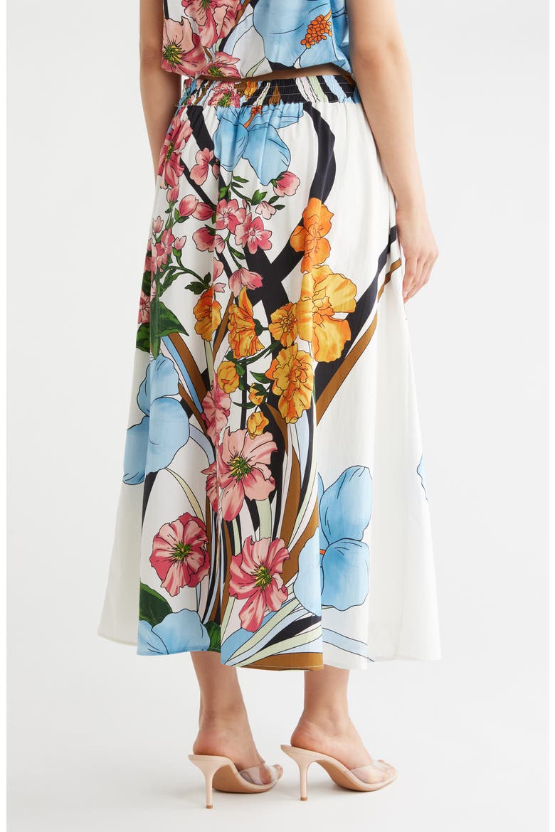 Print Poplin Skirt, Alternate, color, WHITE FLORAL SWIRL PRINT