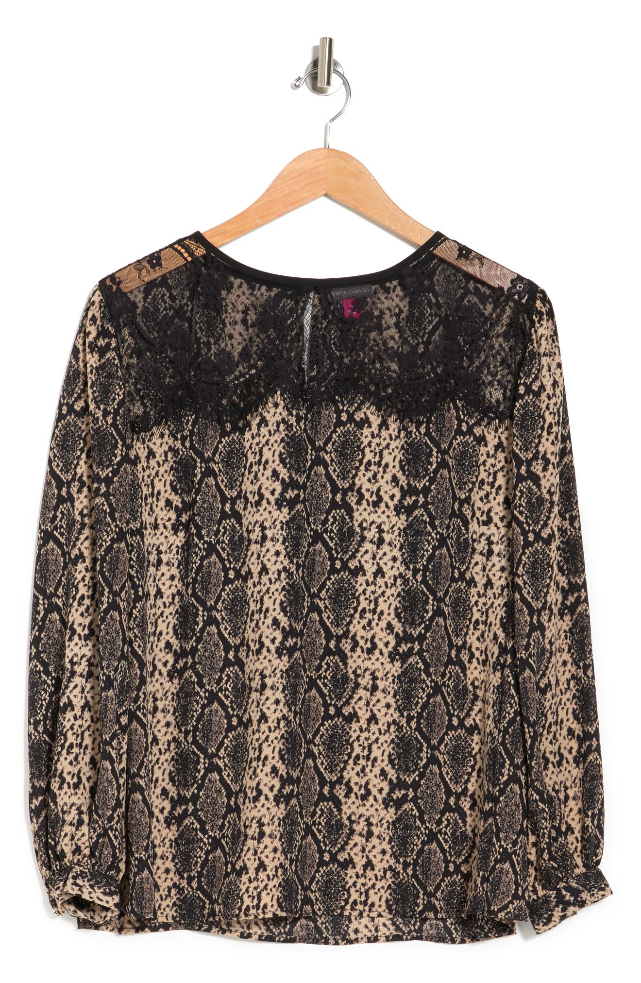 Vince Camuto Long Sleeve Lace Yoke Snake Print Blouse (Women ...