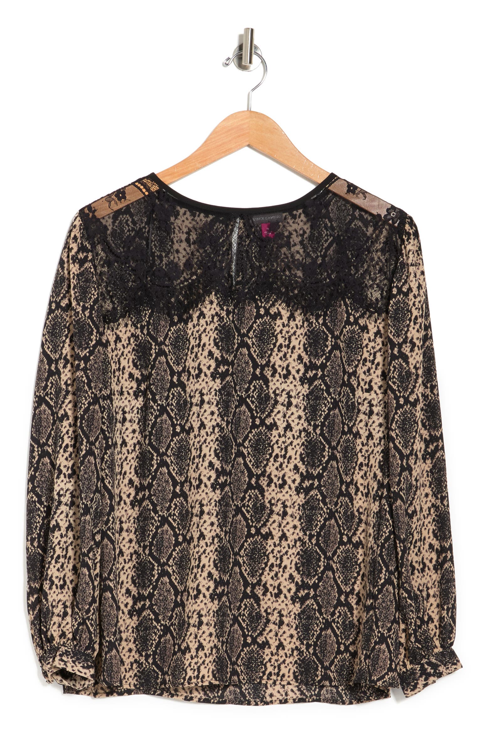 Snake Curtains Vince Camuto Long Sleeve Lace Yoke Snake Print Blouse (Women ...