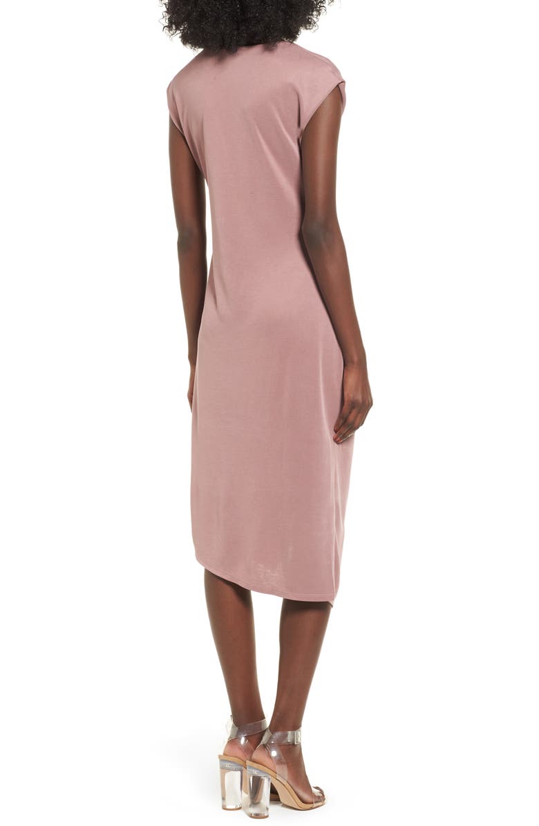 Topshop Asymmetrical Slinky Drape Midi Dress, Alternate, color, 