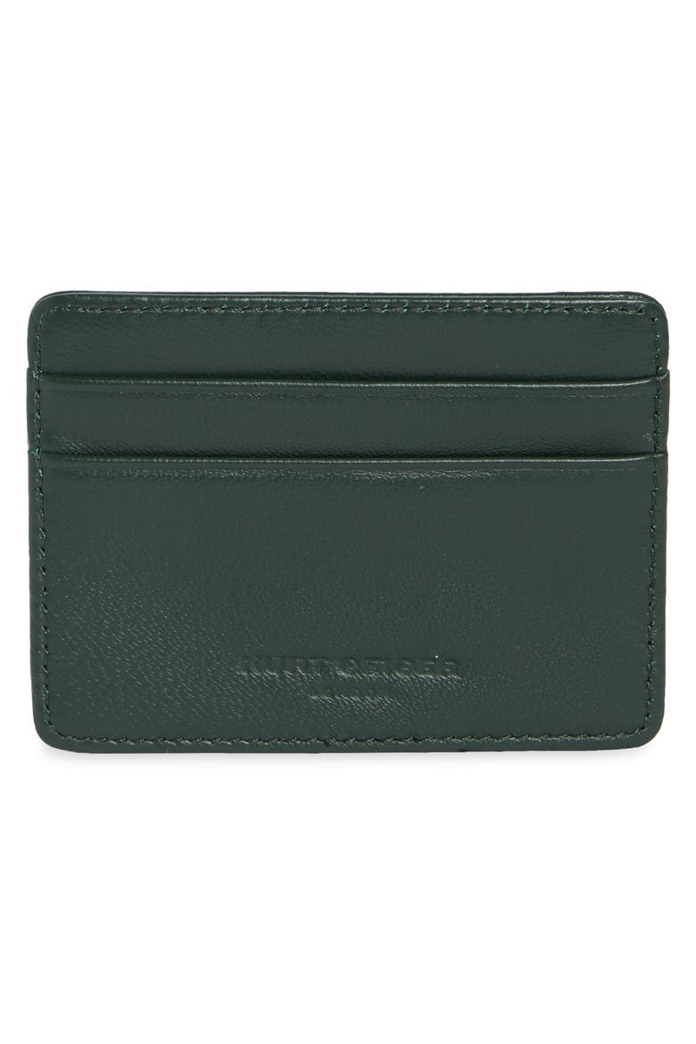 Kensington Leather Card Case, Main, color, DARK GREEN
