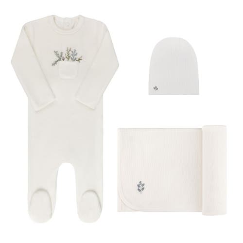 Ely's & Co. Velour Pocket Full Of Flowers Collection In Ivory/blue