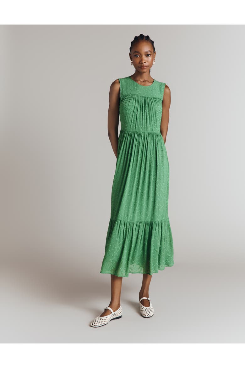 Sandy Georgette Jacquard Sleeveless Midi Dress, Alternate, color, Green