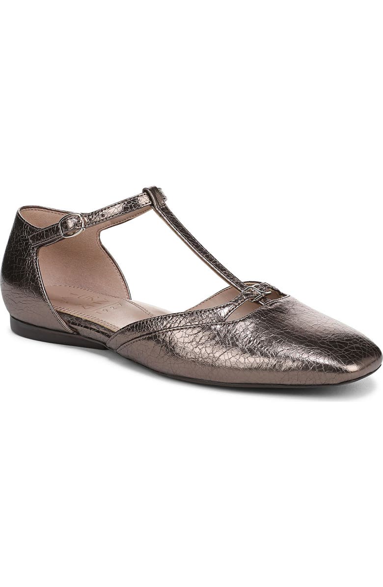 Naturalizer Caresse T-Strap Flat, Main, color, Pewter