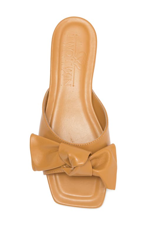 2 Twin Hearts Bow Flat Sandal In Tan