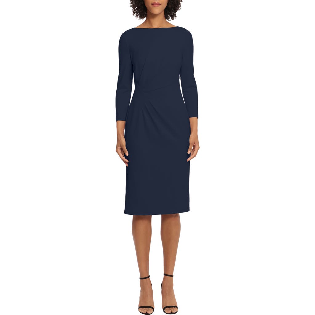 Maggy London Side Pleat Sheath Dress In Blue
