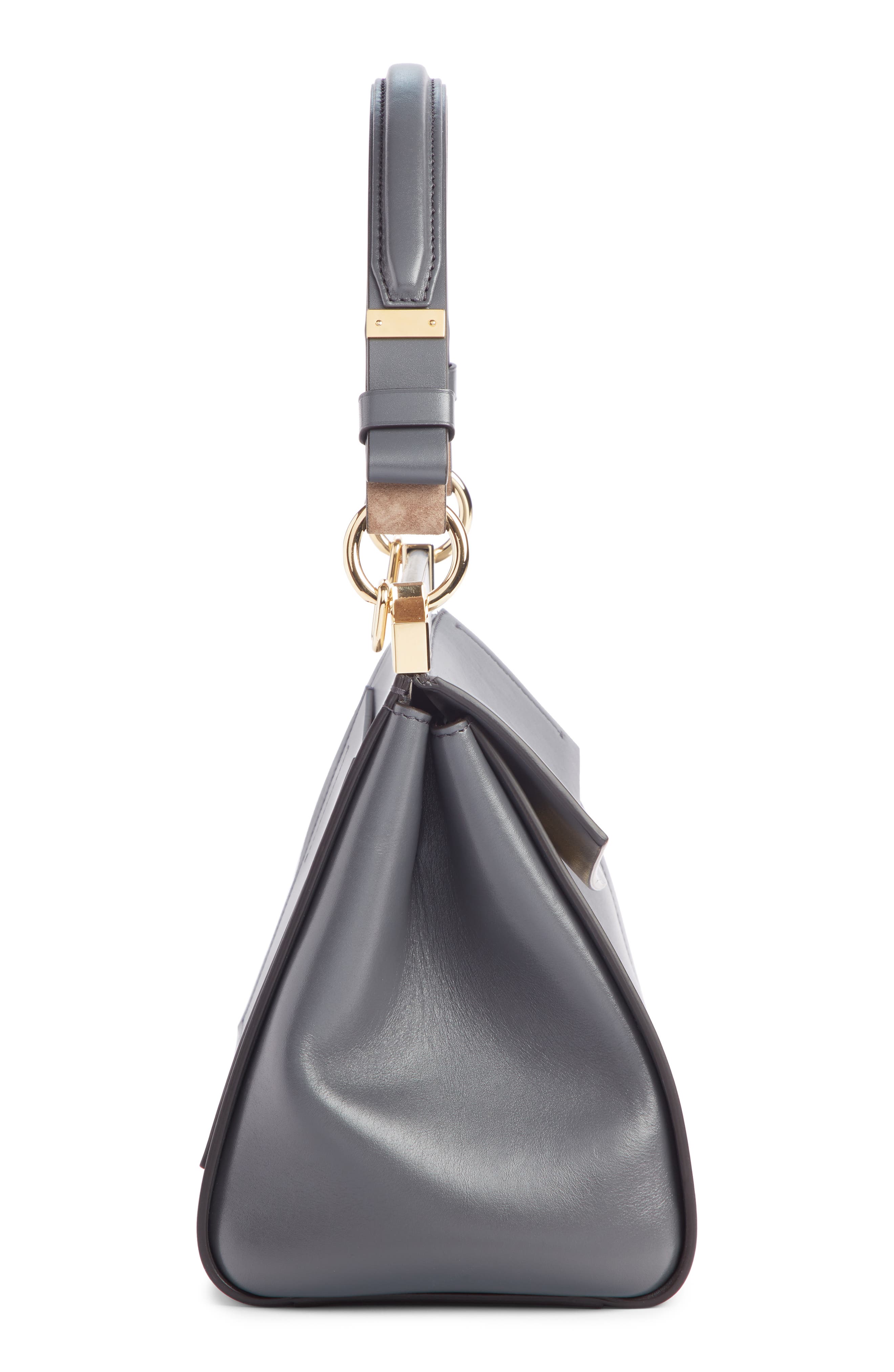 Small Mystic Leather Satchel, Alternate, color, STORM GREY