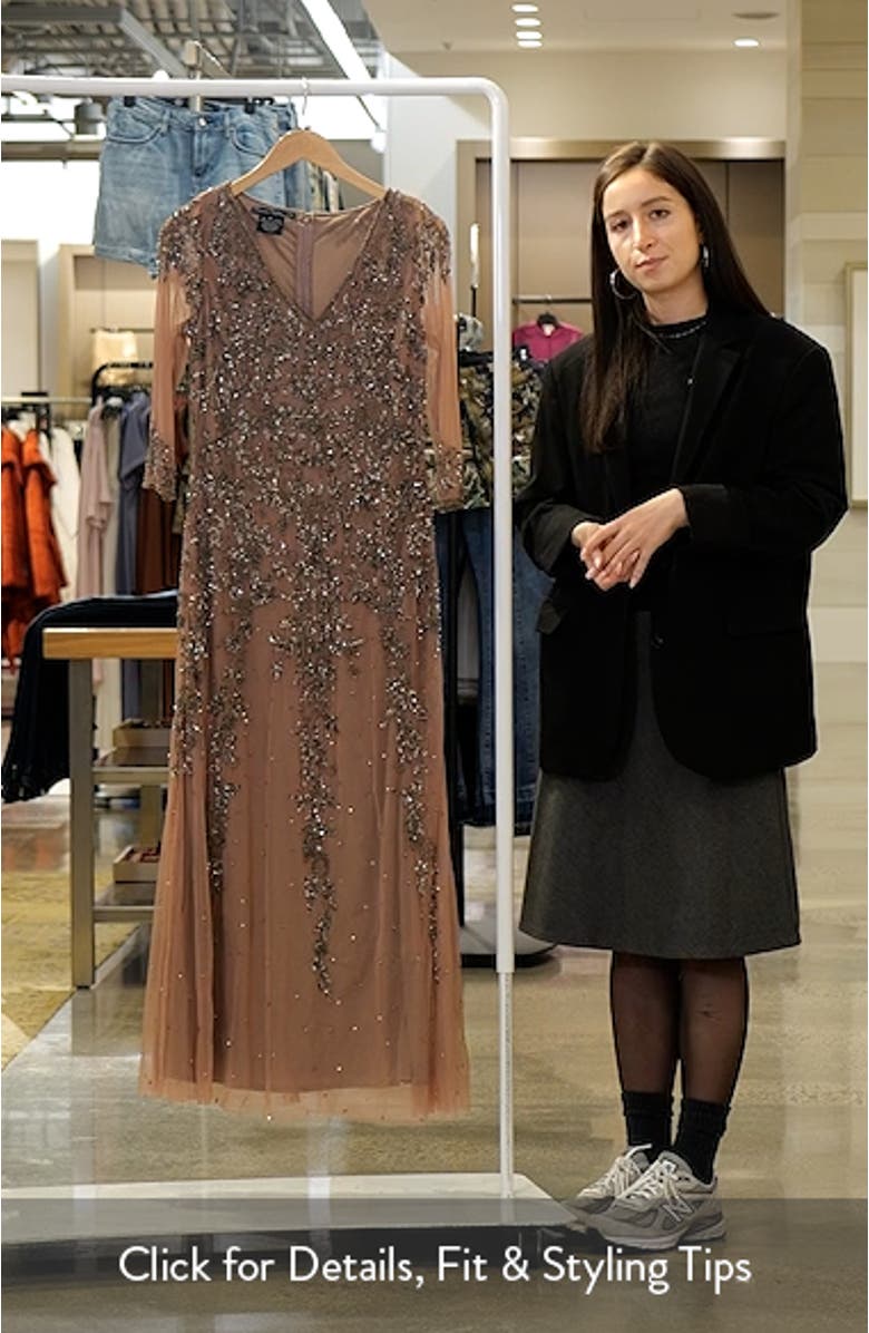 Beaded V-Neck A-Line Gown, sales video thumbnail