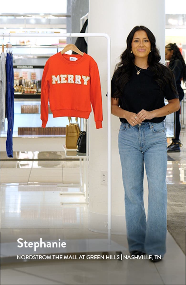 Kids' Merry Faux Pearl Accent Holiday Graphic Sweatshirt, sales video thumbnail