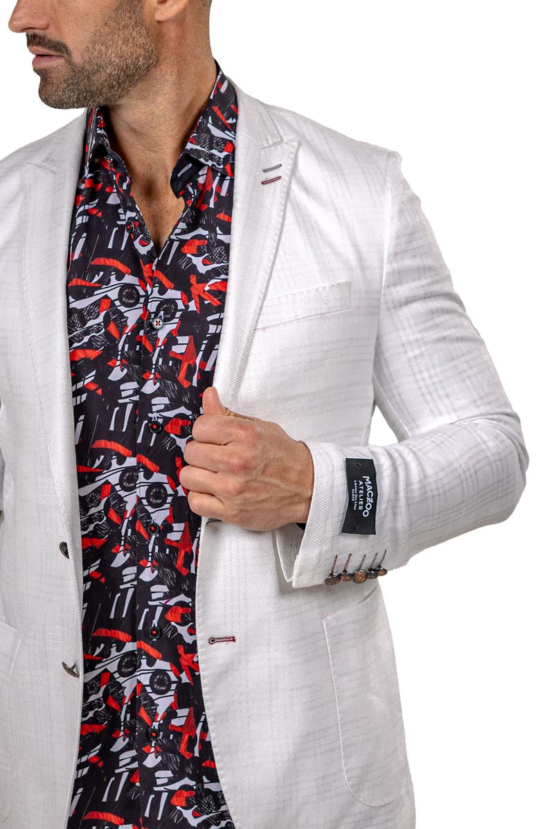 Maceoo Unconstructed Marthy015 White Glen Check Peak Lapel Blazer, Alternate, color, White