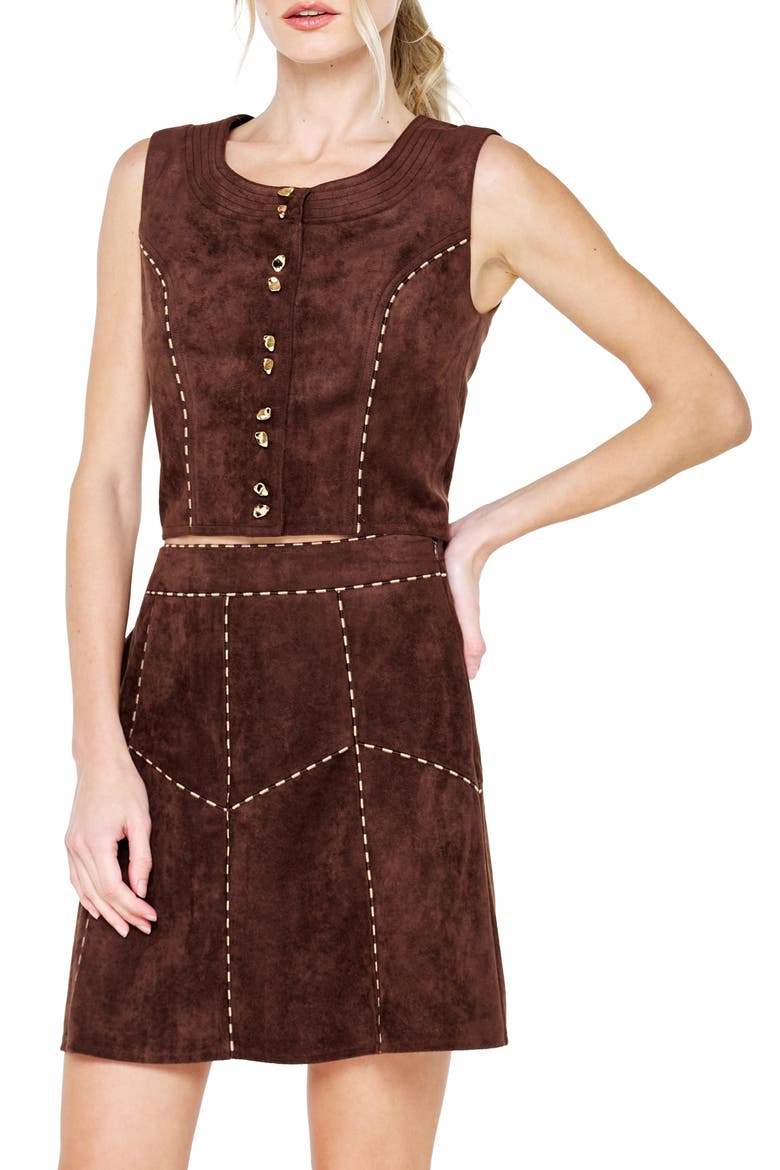 Akia Faux Suede Sleeveless Top, Alternate, color, FUDGE BROWN