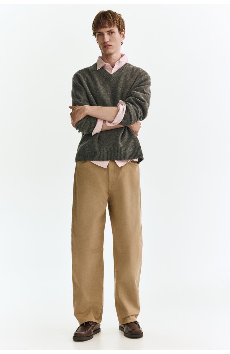 H&M Relaxed Fit Trousers, Alternate, color, Beige