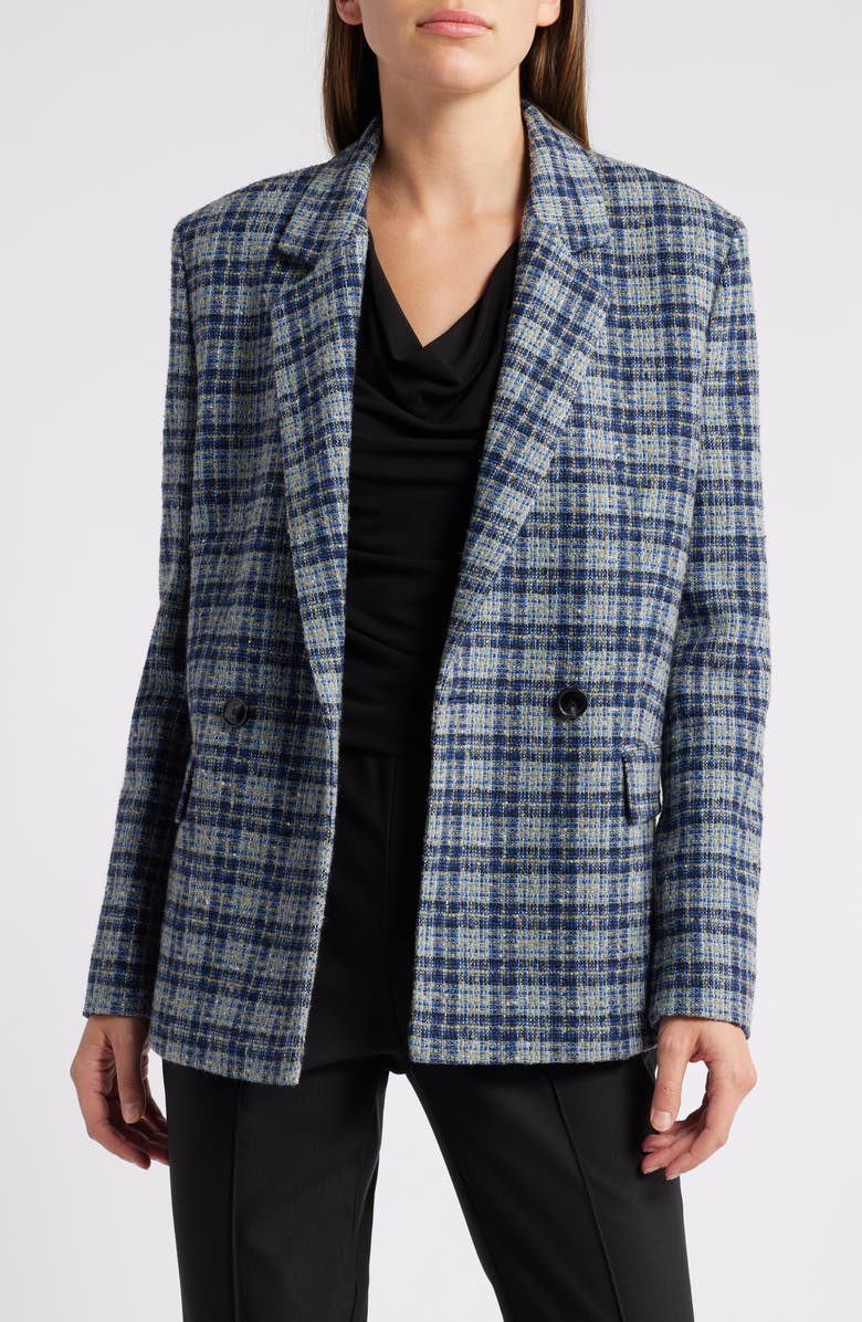 BOSS Janka Double Breasted Plaid Blazer, Main, color, Open Misc