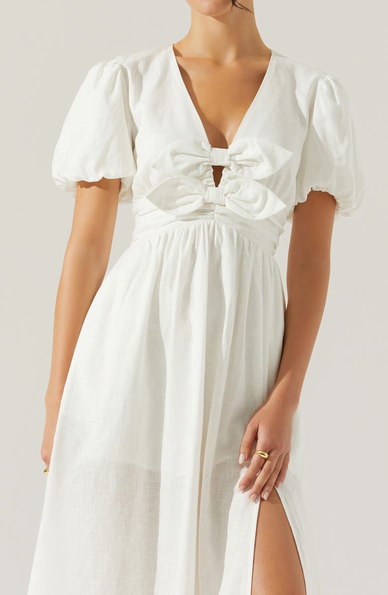 ASTR the Label Citrine Bow Linen & Cotton Midi Dress, Alternate, color,