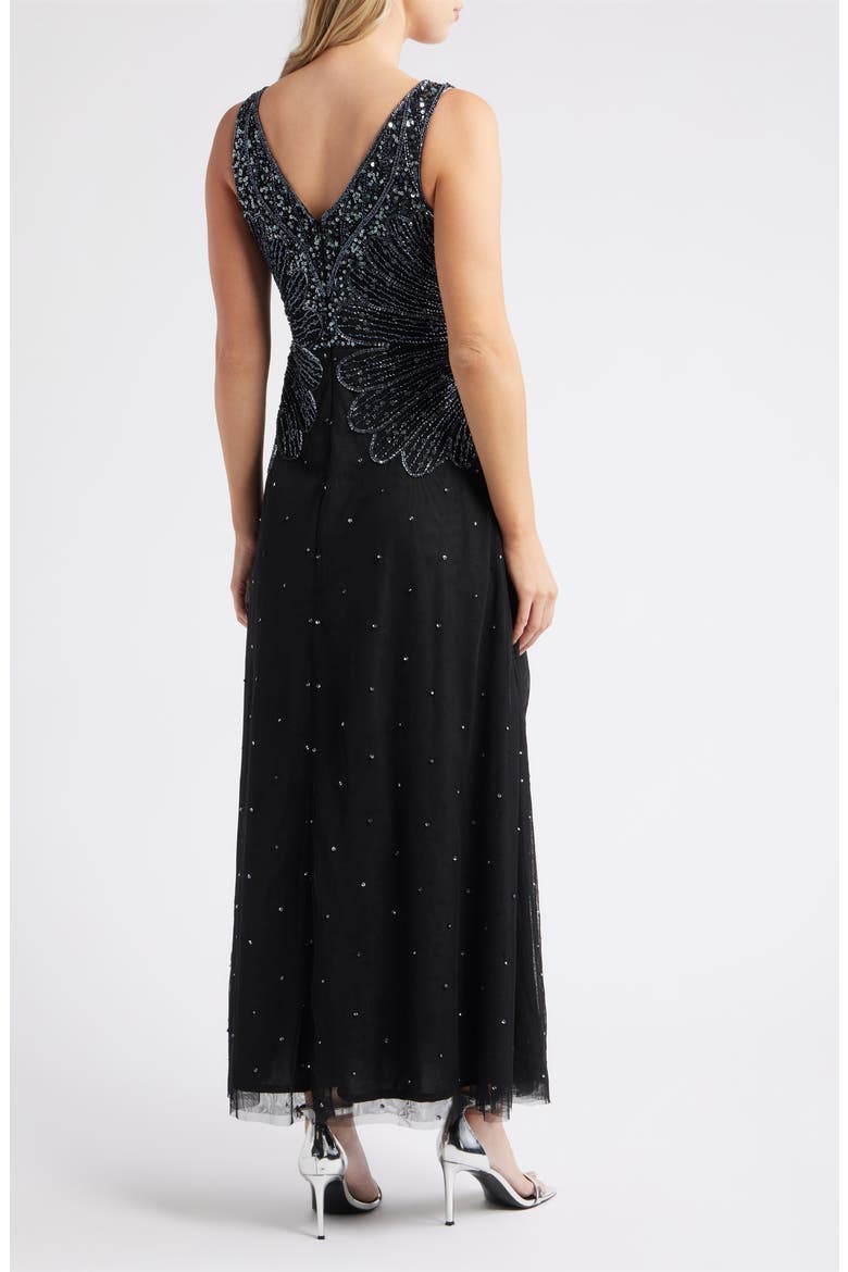 Beaded Sleeveless Chiffon Dress, Alternate, color, BLACK