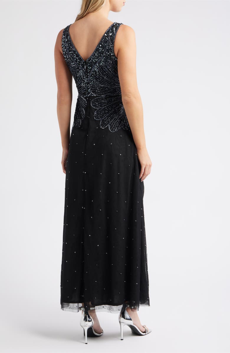 Pisarro Nights Beaded Sleeveless Chiffon Dress, Alternate, color, Black