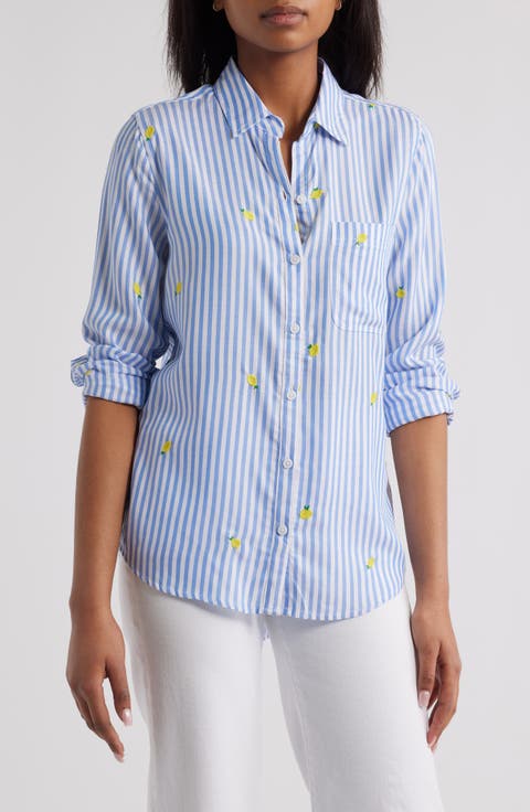 Kaylee Heart Stripe Long Sleeve Button-Up Shirt