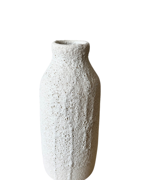 Gina Desantis Ceramics Tall Bottle Crater Vase In White