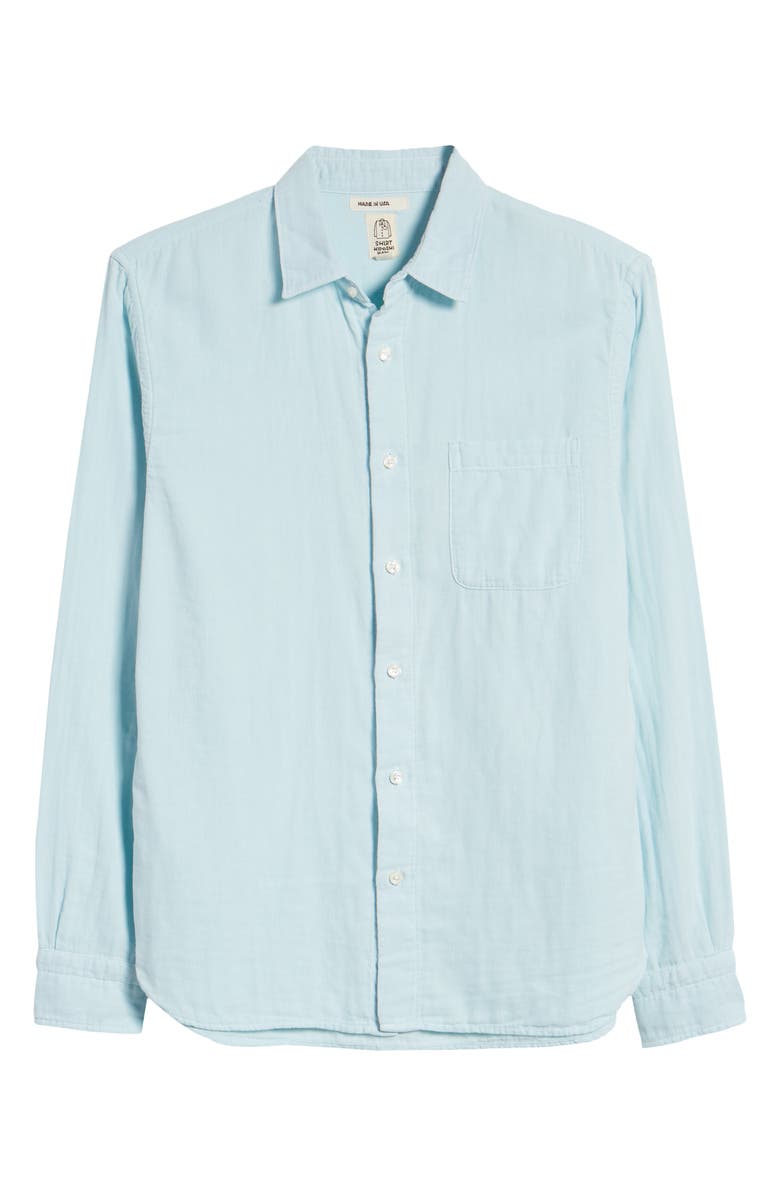 HIROSHI KATO The Ripper Button-Up Organic Cotton Gauze Shirt, Alternate, color, Aqua Blue