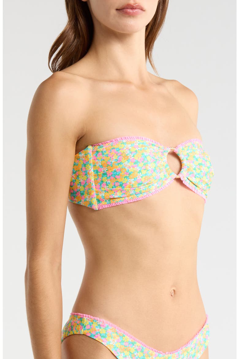 Decorative Strapless Bandeau Bikini Top, Alternate, color, HULA HONEY