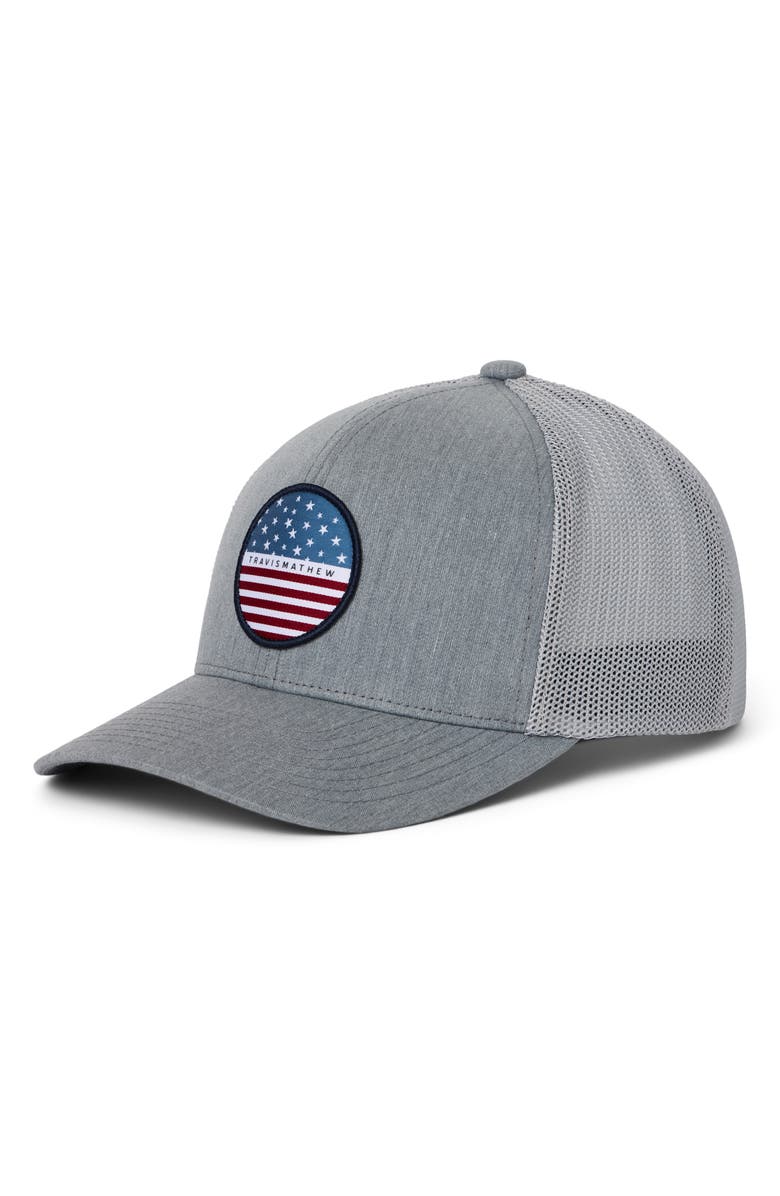 TravisMathew Sunborn Snapback Trucker Cap, Main, color,