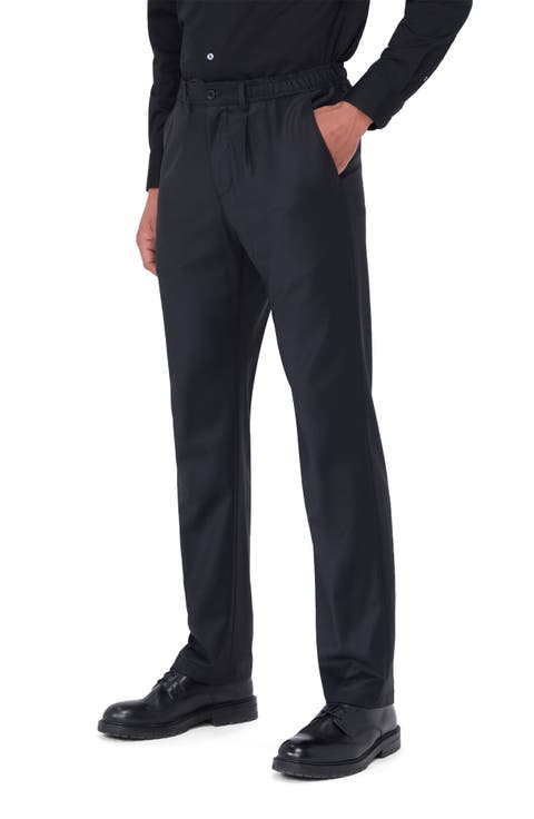 Pleated Wool Blend Travel Pants