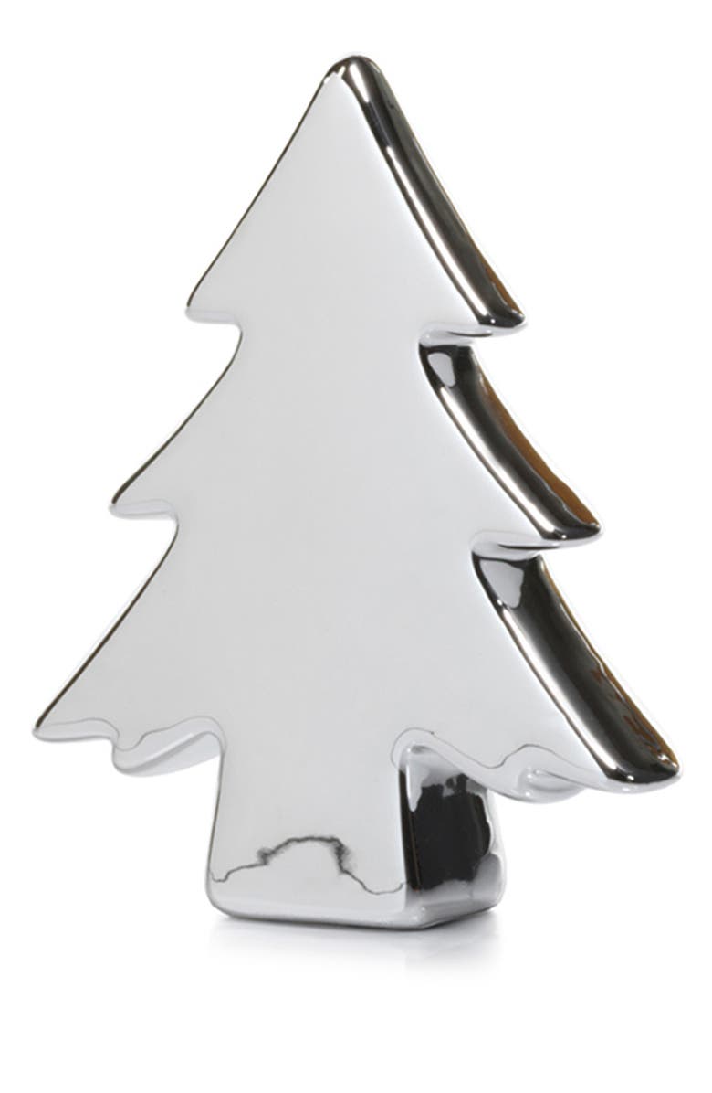 Zodax Teton Set of 6 Silvertone Ceramic Trees, Main, color, Silver