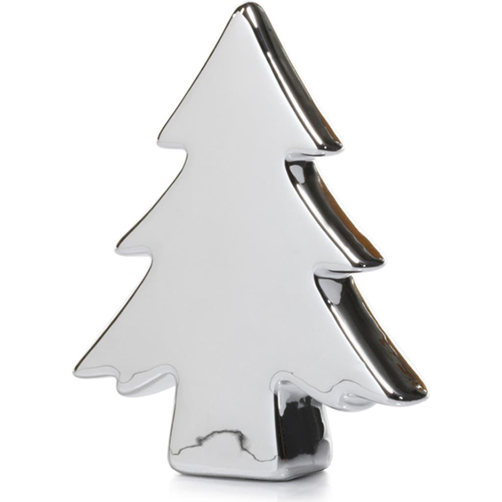 Zodax Teton Set Of 6 Silvertone Ceramic Trees In Silver