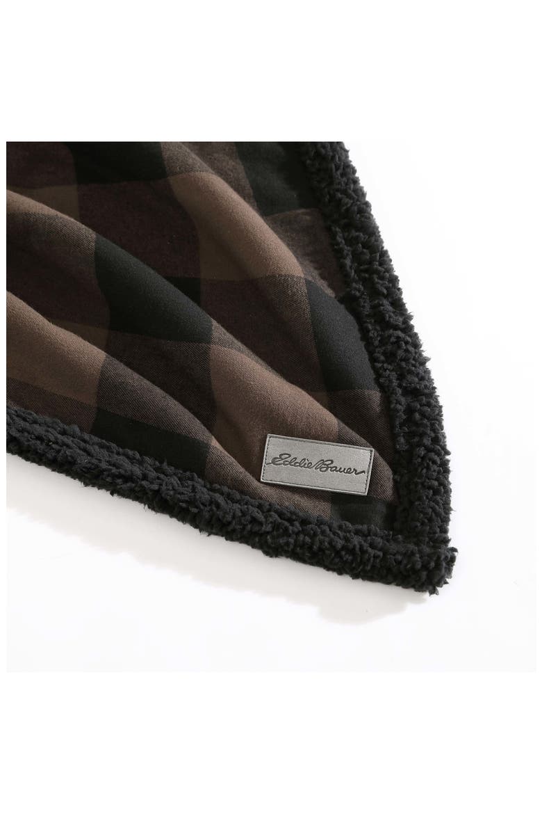 Cabin Plaid Faux Shearling Throw Blanket, Alternate, color, BROWN