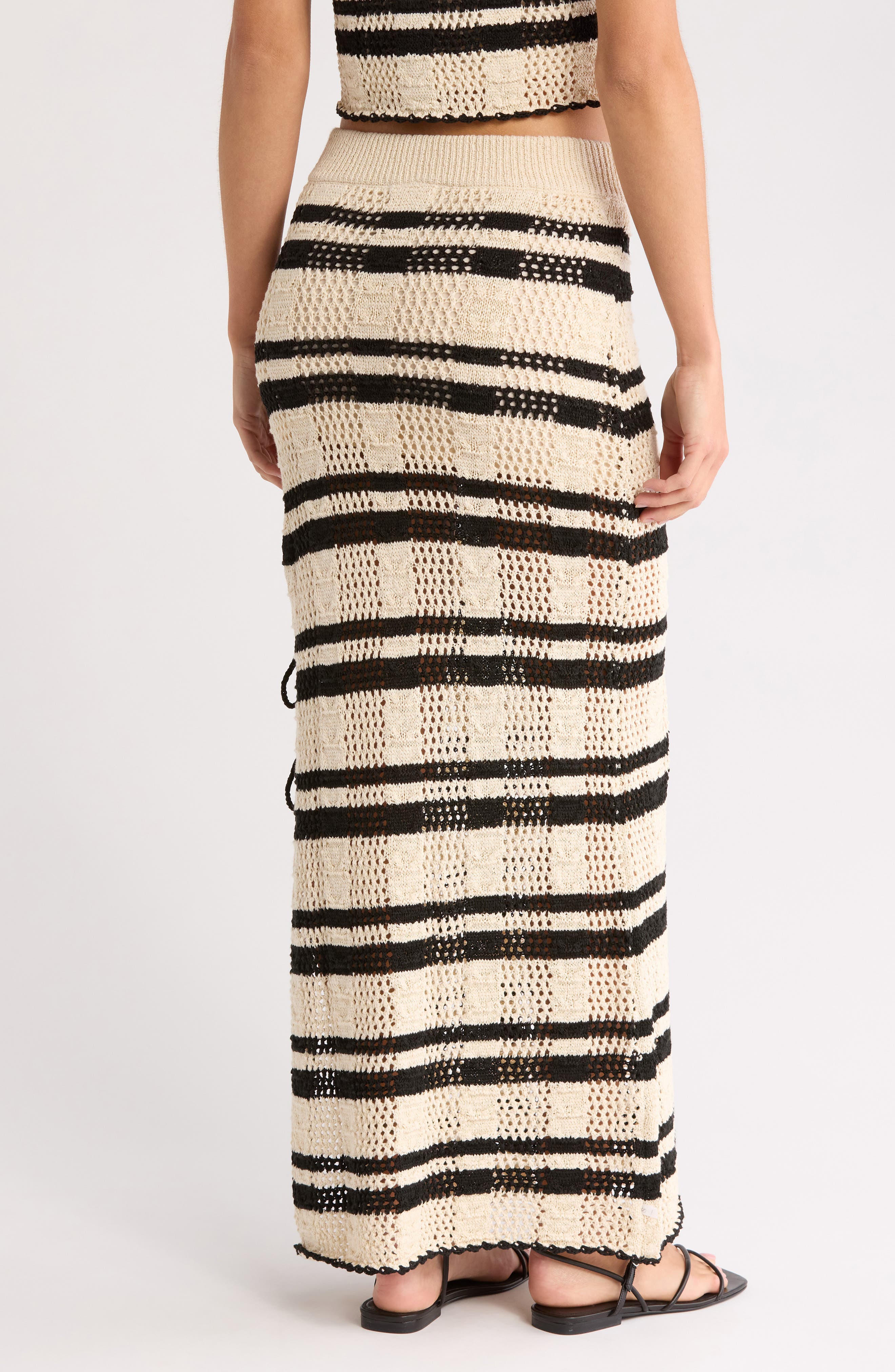 Open Stitch Side Slit Cover-Up Maxi Skirt - image 2